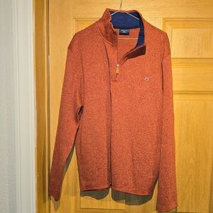 crown & ivy Men’s Half-Zip Sweater in Burnt Orange